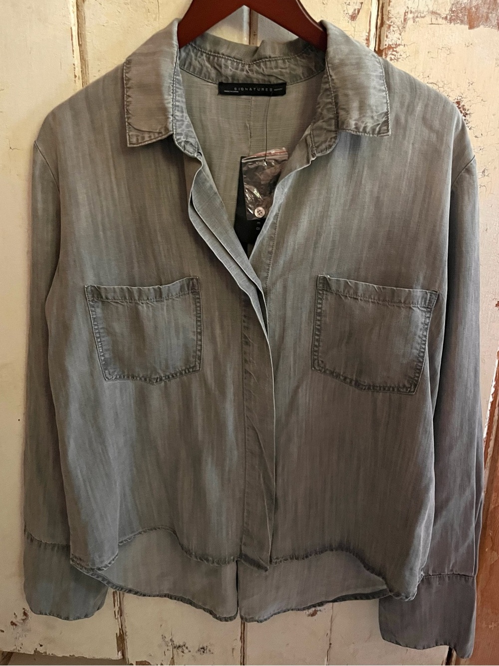 Signature 8 NWT Washed Slate Button-Front Shirt Jacket - Women